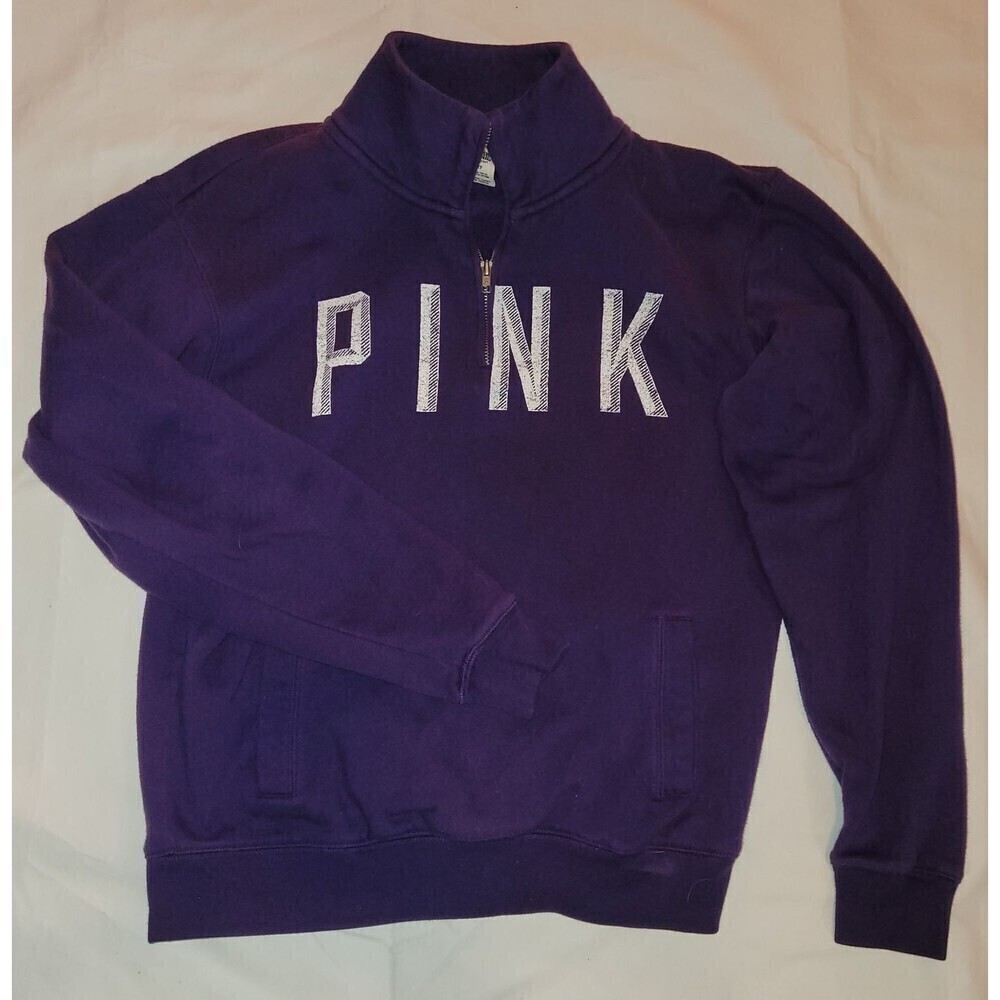 2 for $20  Victoria's Secret Pink Quarter Zip Sweater Purple Size: XS